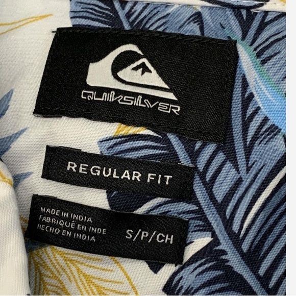 Quicksilver Small or Childs Hawaiian Aloha Shirt Button Down Casual EUC Blue - Picture 5 of 7